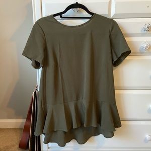 Pleione Olive Green Peplum Top